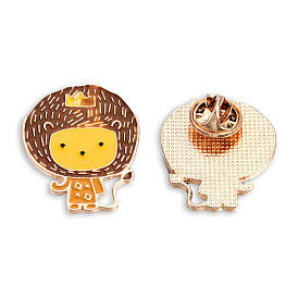Lion Shape Enamel Pin, Light Gold Plated Alloy Animal Badge for Backpack Clothes, Nickel Free & Lead Free