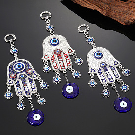 Bohemian Tribal Metal Pendant with Devil's Eye Design Hand Keychain