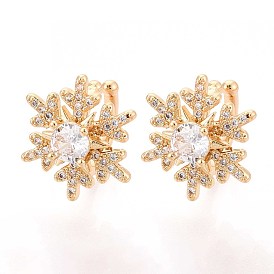 Латунные серьги-манжеты из прозрачного кубического циркония