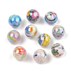 Printed Acrylic Round Beads, AB Color, Bear