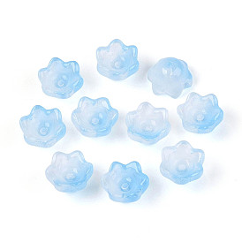 Прозрачные двухцветные колпачки для стеклянных бусин, окрашенные аэрозольной краской, цветок