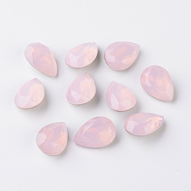 Faceted Teardrop K9 Glass Rhinestone Cabochons, Grade A, Pointed Back & Back Plated