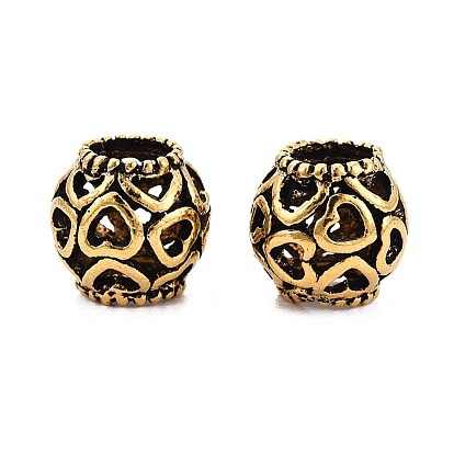 Европейские сплавочные бусины тибетского стиля , бусины с большим отверстием, полые Rondelle с сердцем