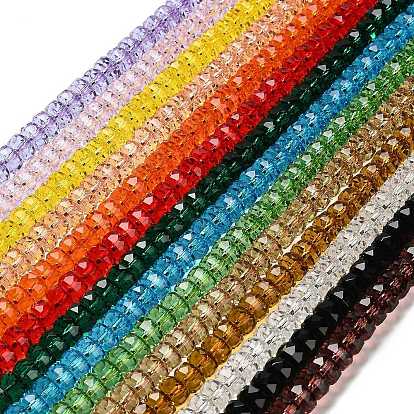 Прозрачные стеклянные бусины, граненые, баррель