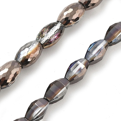 Гальванизируйте прозрачное стекло бисер нитей, овальные, с полным покрытием цвета радуги, граненые