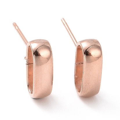 201 Stainless Steel Stud Earring Findings, with Horizontal Loop and 316 Stainless Steel Pin, Oval