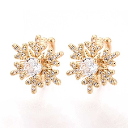 Латунные серьги-манжеты из прозрачного кубического циркония