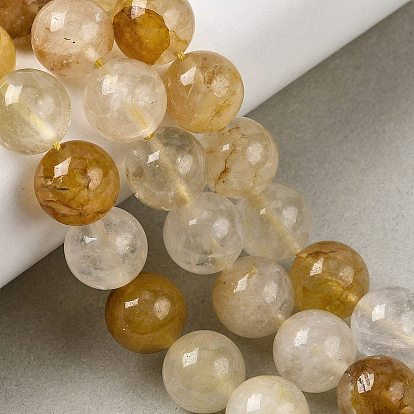 Бусы из натурального желтого гематоидного кварца, круглые