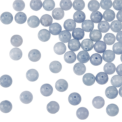 100 шт. нити бусин из натурального окрашенного желтого нефрита, круглые