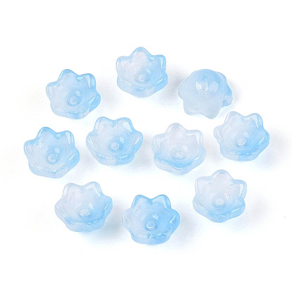 Прозрачные двухцветные колпачки для стеклянных бусин, окрашенные аэрозольной краской, цветок