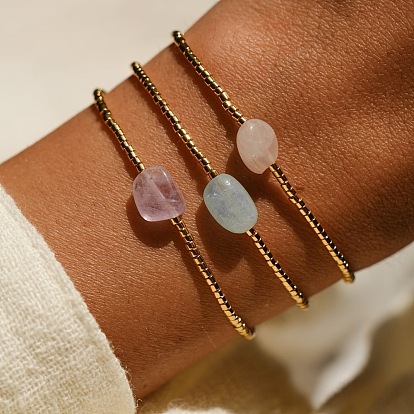 Цилиндр 304 браслеты из нержавеющей стали с бусинами для женщин, реальный 18 k позолоченный