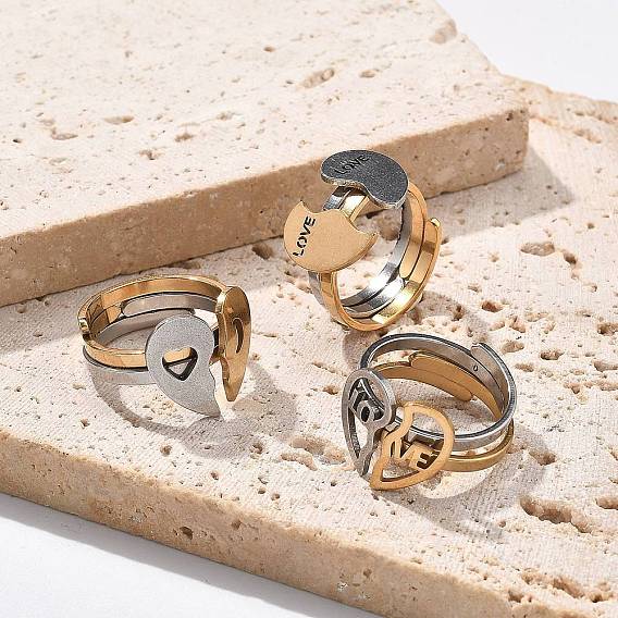 304 из нержавеющей стали манжеты кольца, украшения для женщин, сердце