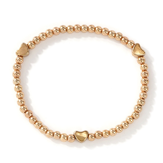 Круглые и в форме сердца латунные браслеты из бисера, эластичные, для женщин, ювелирные аксессуары