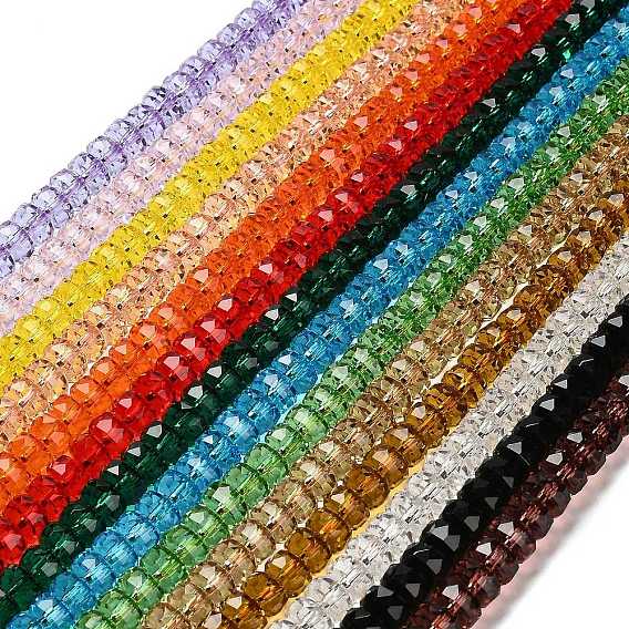 Прозрачные стеклянные бусины, граненые, баррель