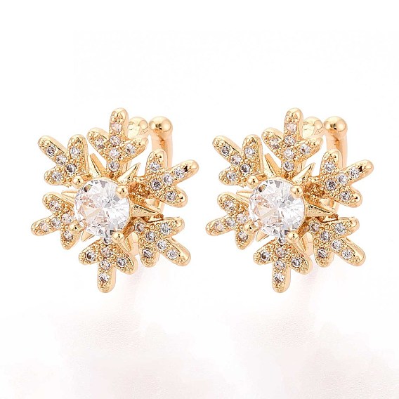 Латунные серьги-манжеты из прозрачного кубического циркония