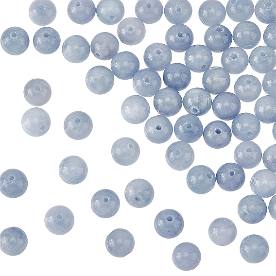 100 шт. нити бусин из натурального окрашенного желтого нефрита, круглые