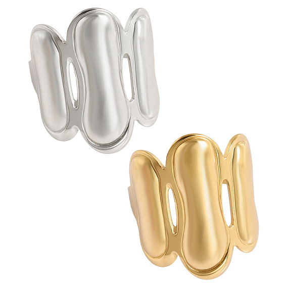 Геометрические 304 открытые кольца-манжеты из нержавеющей стали для женщин