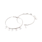304 Stainless Steel Hoop Earrings, with Round Pendants, for Women