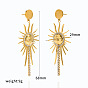 304 Stainless Steel Rhinestone Stud Dangle Earrings, Sun