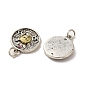 Brass Pendants, with Rhinestone and Jump Ring, Flat Round with Buddha Charms