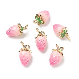 Colgantes de la aleación del esmalte, encantos de fresa, dorado