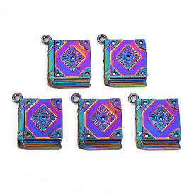 Rainbow Color Alloy Pendants for Teachers' Day, Cadmium Free & Nickel Free & Lead Free, Book