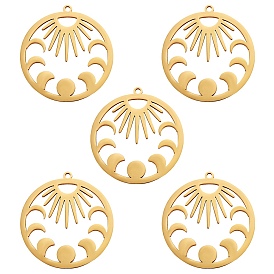 5 шт. 201 подвески из нержавеющей стали, лазерная резка, подвески с фазами луны