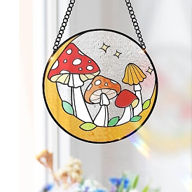 Lune avec décrations de pendentif en acrylique champignon, pendentif suspendu pour portes fenêtres décoration de la maison