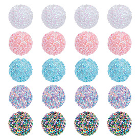 20 шт 5 цвета акриловые бусины, блеск бисера, с блестками / пайеткой, круглые