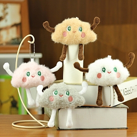 Cute Cloud Fibre Plush Pendant Decoration, with Ball Chain