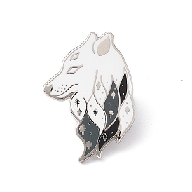 Wolf Enamel Pin, Platinum Brass Animal Brooch for Backpack Clothes