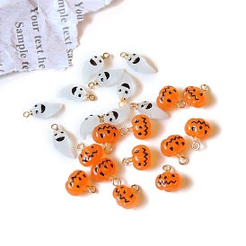 Halloween Frosted Resin Pendants, 3D Ghost/Pumpking Charms