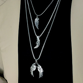 Feather wings unisex necklace high-end sweater chain niche tide brand all-match corn chain pearl chain