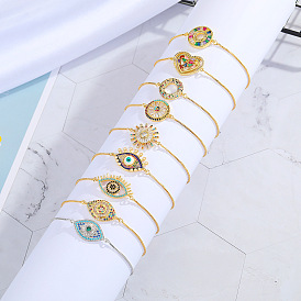 Colorful Zircon Eye Bracelet - Brazilian Religious Style, Adjustable and Minimalistic.