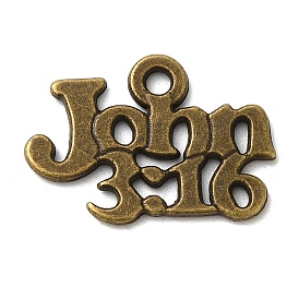 Tibetan Style Pendants, Lead Free and Cadmium Free, Christian Charms, John 3:16, 18.5x13x1mm, Hole: 2mm