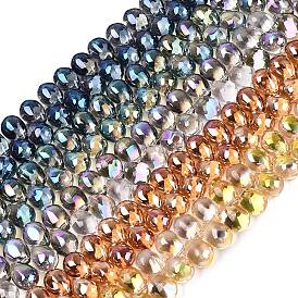 Electroplate Baking Paint Transparent Glass Beads Strands, Top Drilled Beads, Teardrop