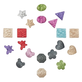 SUNNYCLUE 100Pcs 10 Style Resin Cabochons, Square & Heart & Octagon & Flower & Butterfly & Bear & Triangle & Star & Oval
