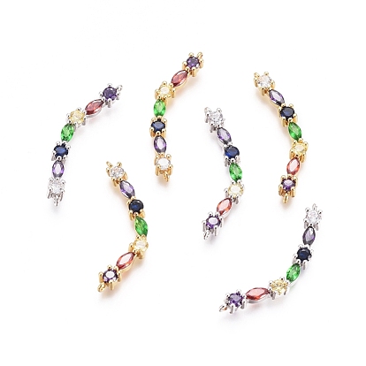 Chakra Brass Micro Pave Cubic Zirconia Links Connectors, Colorful
