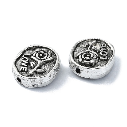 Tibetan Style Alloy Beads, Oval with Rose Flower