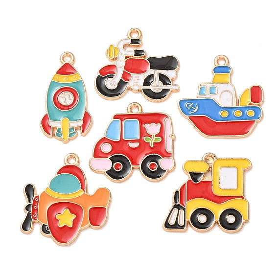 Alloy with Enamel Pendants, Vehicle Charms, Golden