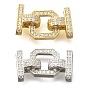 925 Sterling Silver Micro Pave Clear Cubic Zirconia Fold Over Clasps, Square