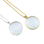 Flat Round Glass Magnifying Pendant Necklace, Zinc Alloy Rope Chain Necklace