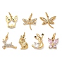 304 подвески из нержавеющей стали, со стразами, Подвески из серии "Маленькие животные", золотые