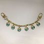 Brass Figaro Chains Bag Strap, with Swivel Clasps and Brass Flat Round Pendant, for Bag Replacement