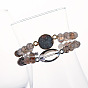 Natural Druzy Stone Beaded Bracelet with Dragon Vein Agate, Elastic Stretchy Jewelry