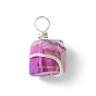 Electroplated Natural Quartz Copper Wire Wrapped Pendants, Irregular Shape Charms, Mixed Color