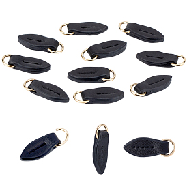 Leather Zipper Puller, with Iron Rings, Zip-fastener Components, For Bag Accessories