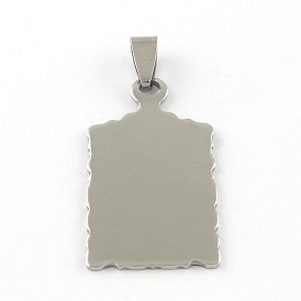 Rectangle 304 Stainless Steel Mirror Polished Finish Stamping Blank Tag Pendants, One Side Polishing, 38x20x1mm, Hole: 7x3mm