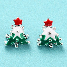 Laiton émail perles européennes, Perles avec un grand trou   , sans plomb et sans cadmium, plaqué longue durée, argenterie, arbre de Noël