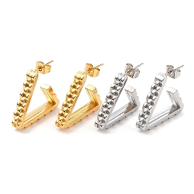 304 Stainless Steel Triangle Stud Earrings, Half Hoop Earrings for Women